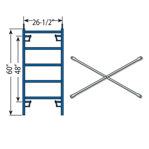 SECTION D'ÉCHAFAUD 2 CADRES, 2 CROISILLONS (5' X 26½''X 10) - C-052