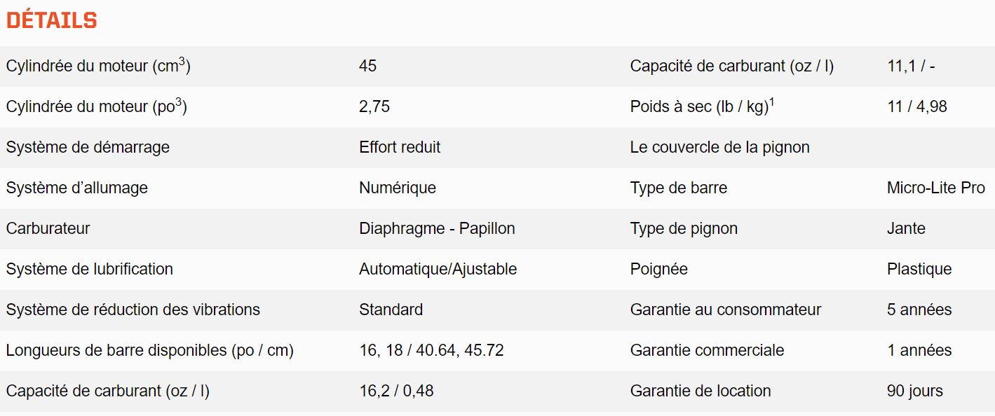 SCIE À CHAINE ECHO 45cc AVEC LAME 16’’ – CS4510-16