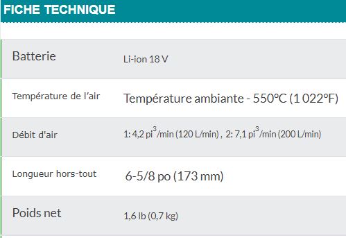 PISTOLET THERMIQUE SANS FIL 18V LXT MAKITA - DHG181Z