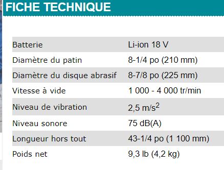 SABLEUSE EXTENSIBLE POUR GYPSE MAKITA 18V - DSL800Z