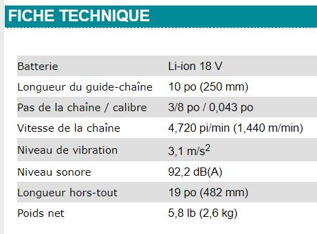 SCIE À CHAINE AVEC LAME DE 10'' MAKITA 18V - DUC254Z