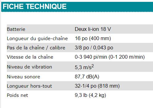 ENSEMBLE SCIE À CHAINE 16'' MAKITA 18V X2 - DUC400PT2