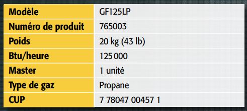 CHAUFFERETTE RADIANTE 125 000 BTU AU PROPANE MARTIN - 765-003