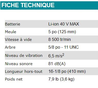 ENSEMBLE RECTIFIEUSE COUDÉE 5'' MAKITA 40V - GA005GM102