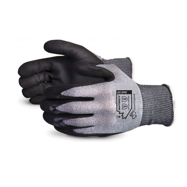 GANTS PAUMES EN NITRILE MICROPOREUX NOIR/GRIS SUPERIOR DEXTERITY - S13PNT