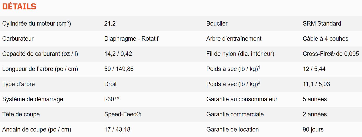 COUPE-HERBE ECHO 21.2cc AVEC MANCHE DROIT – SRM225