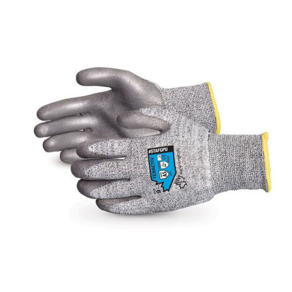 GANTS ANTI-COUPURES  GRIS AVEC PAUMES POLYURÉTHANE SUPERIOR TENACTIV - STAFGPU